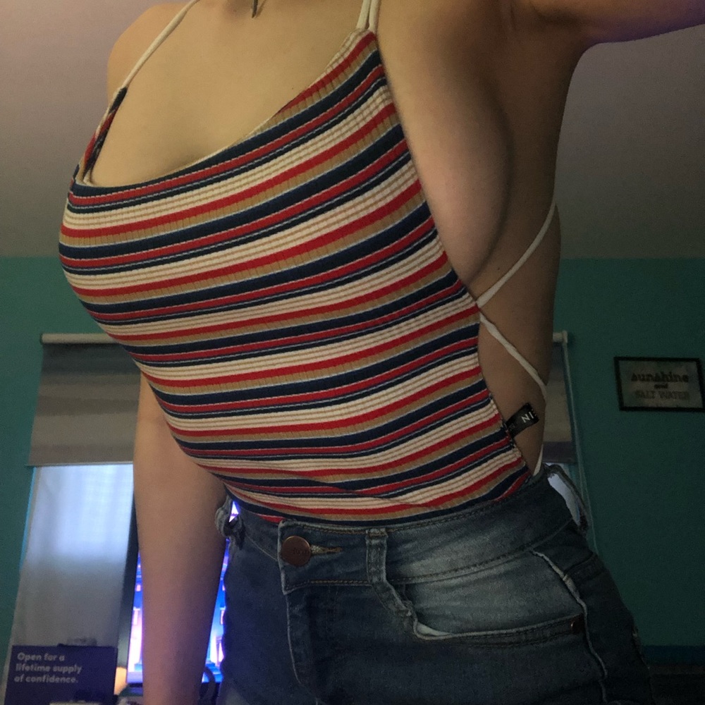 Cut out Striped Bodysuit